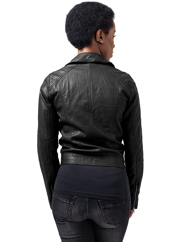Urban///  Ladies Leather Imitation Biker Jacket