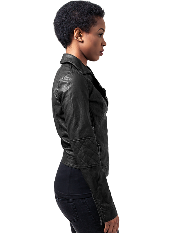 Urban///  Ladies Leather Imitation Biker Jacket
