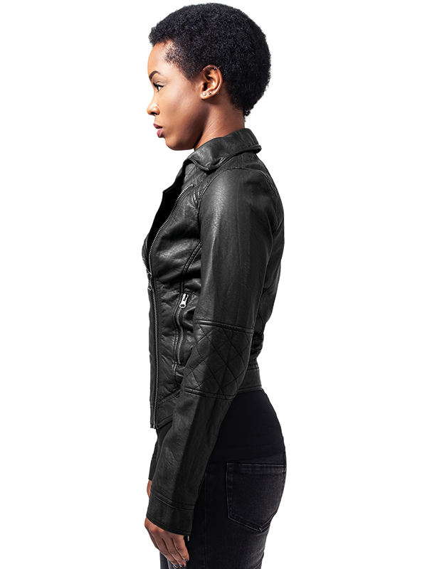 Urban///  Ladies Leather Imitation Biker Jacket